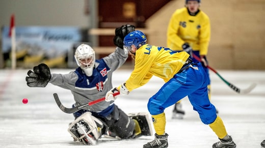 Martin Landström a marqué deux des buts de la Suède lors de la première Coupe du monde contre la Norvège.