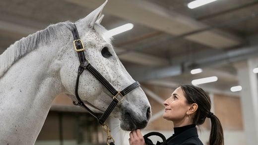 La sauteuse Wilma Hellström et le cheval Cicci, qui a perdu son œil droit lors d'un accident dans l'écurie, entretiennent une relation chaleureuse et étroite après sept ans de vie commune.