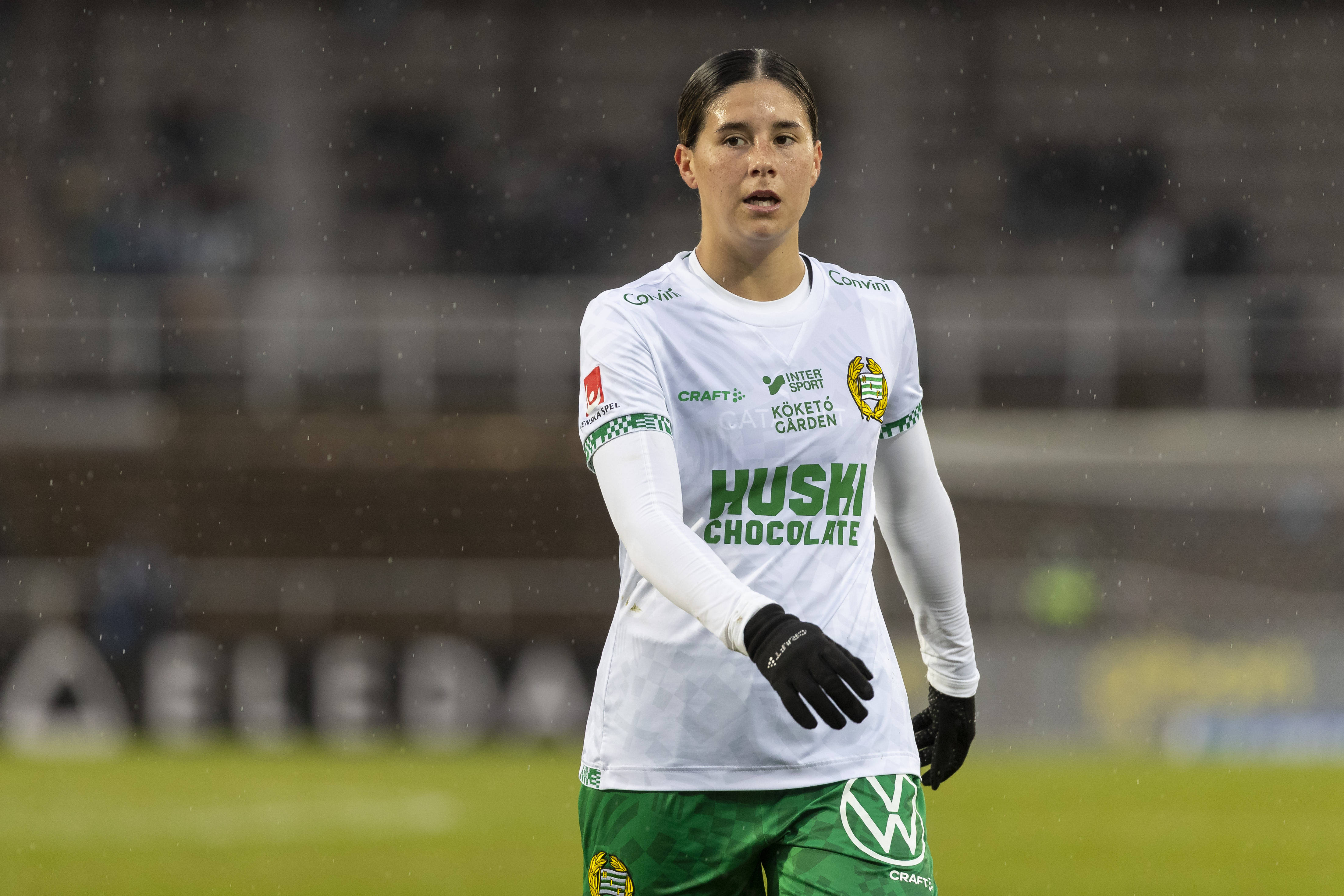 Kyra Cooney Cross lors du match de football Damallsvenskan entre Djurgarden et Hammarby le 1er mai 2023 à Stockholm.