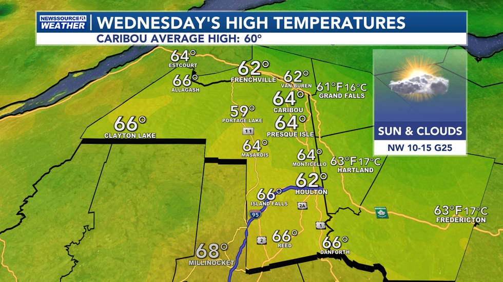 Températures maximales pour demain