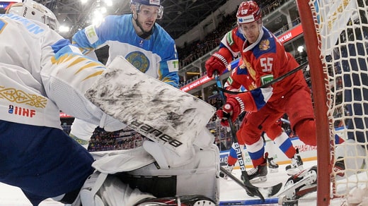 L'équipe du Kazakhstan en Coupe du Monde contre la Russie et le Bélarus. Photo d'archive.