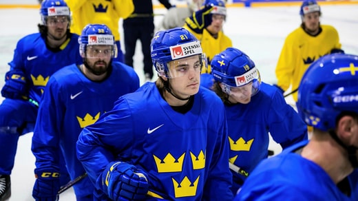 Leo Carlsson lors d'une séance d'entraînement de la Tre Kronor.