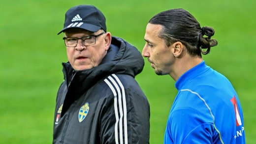 Janne Andersson et Zlatan Ibrahimovic avant le match de qualification pour le Championnat d'Europe contre la Belgique en mars dernier.