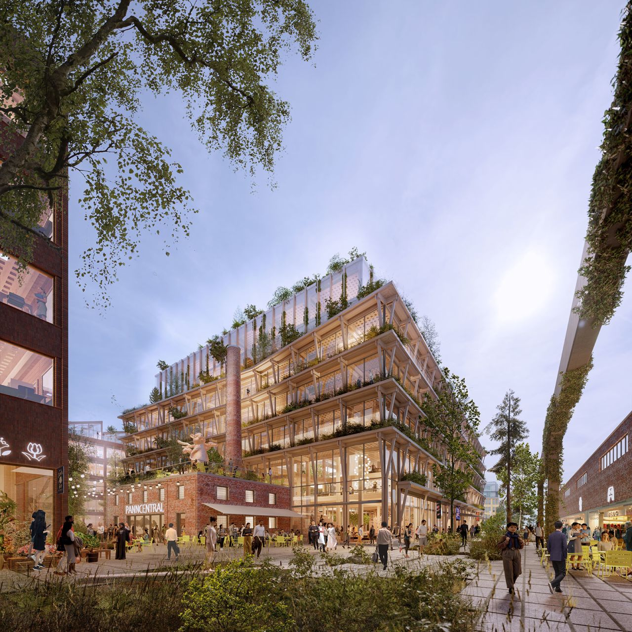 Rendu d'artiste de Wood City, le plus grand projet de construction urbaine en bois au monde.
