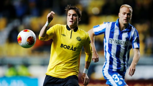 Jens Askou a déjà affronté Elfsborg. Ici, il poursuit Lasse Nilsson lorsque son Esbjerg rencontre le club de Borås lors d'un match européen en 2013.