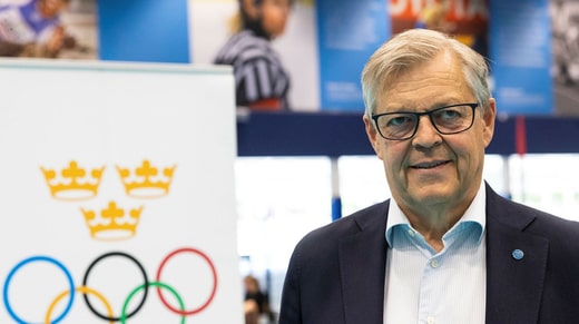 Hans von Uthmann, président du SOC, lors d'une conférence de presse sur l'étude de faisabilité des Jeux olympiques et paralympiques de 2030 en Suède.