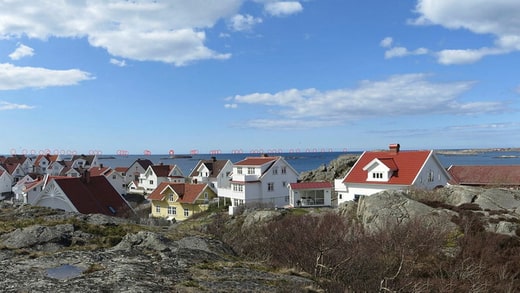 L'une des images de visualisation montrant comment le Poseidon Park peut être perçu depuis la terre. Ce photomontage provient de Klädesholmen sur Tjörn.