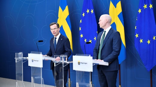 Premier ministre Ulf Kristersson (M) et ministre des marchés financiers Niklas Wykman (M).